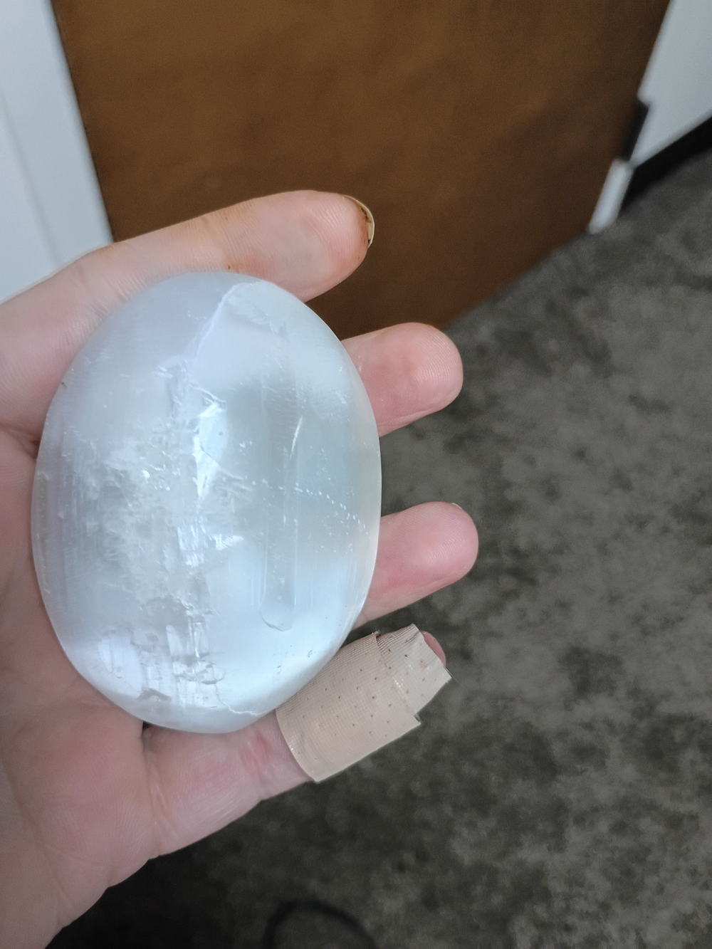 Large Selenite Palm Stone